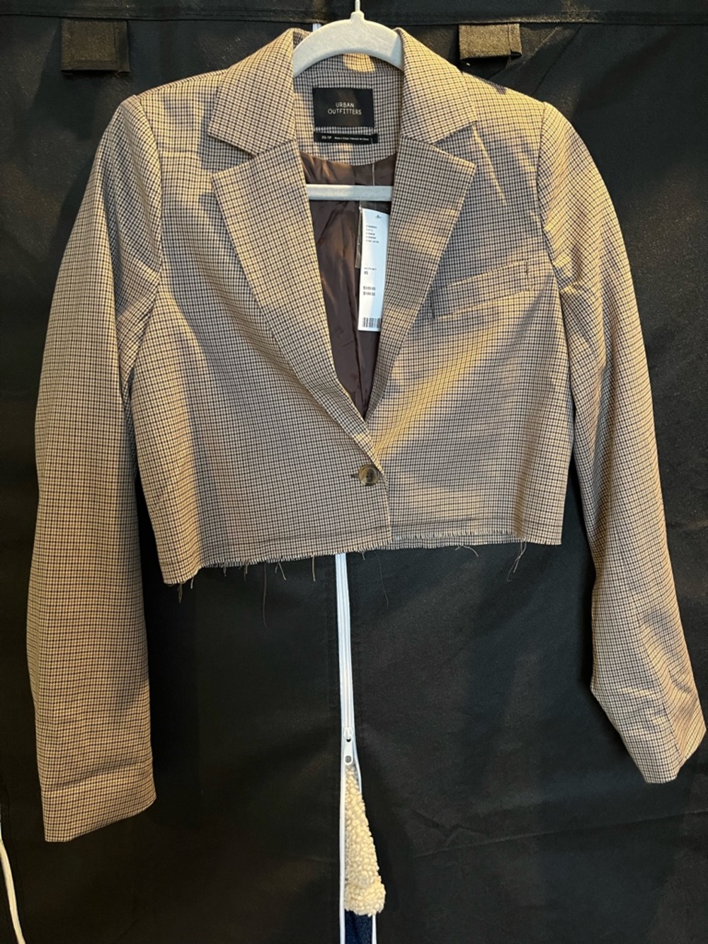Urban Outfitters Cropped Houndstooth Blazer - Brown & Black